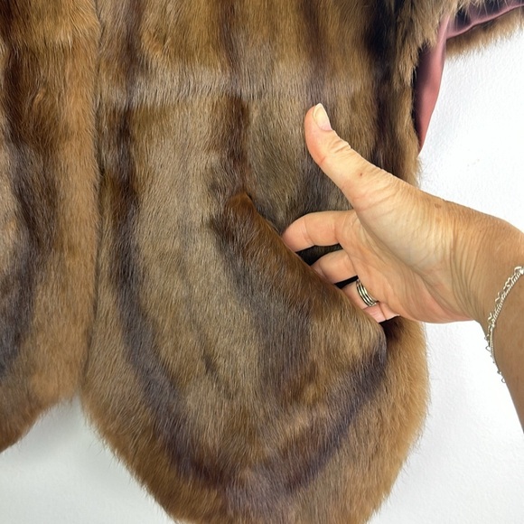 Vintage Mink Stole Pockets Brown Original Owner Shawl Luxury Statement Piece - Picture 7 of 16
